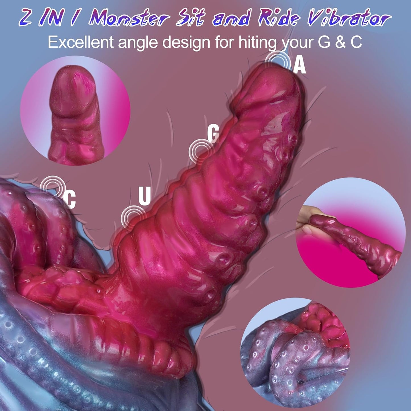 Sit and Ride Monster Dildo with 10 Vibrations