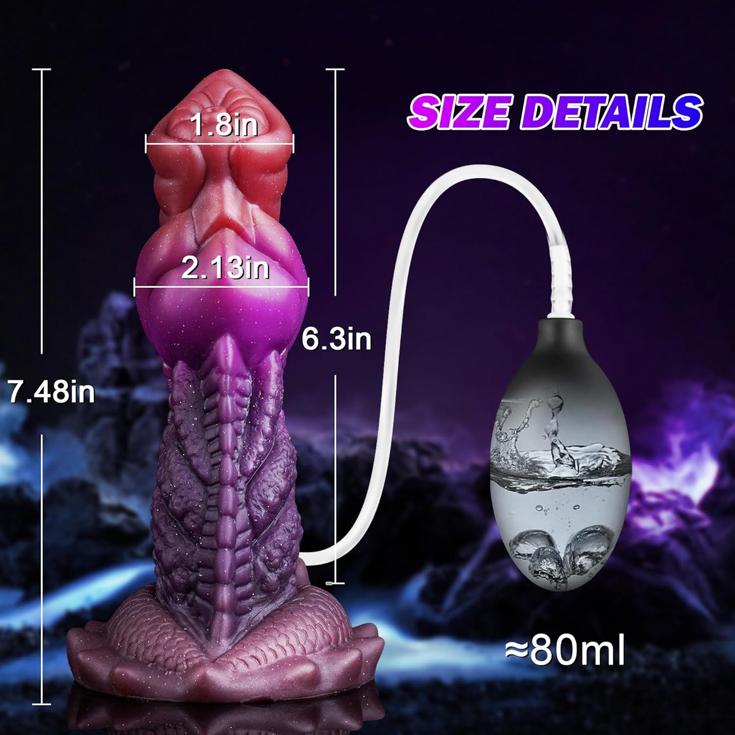 Giant Squirting Ejaculating Dragon Dildo with Suction Cup 7.5"
