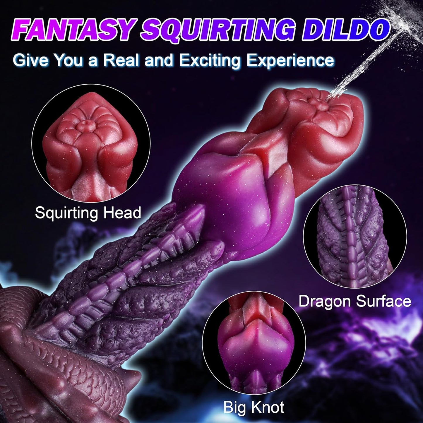 Giant Squirting Ejaculating Dragon Dildo with Suction Cup 7.5"